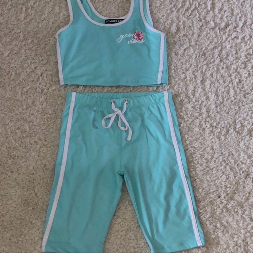 Good Vibes Women's Aqua Bike Shorts Set